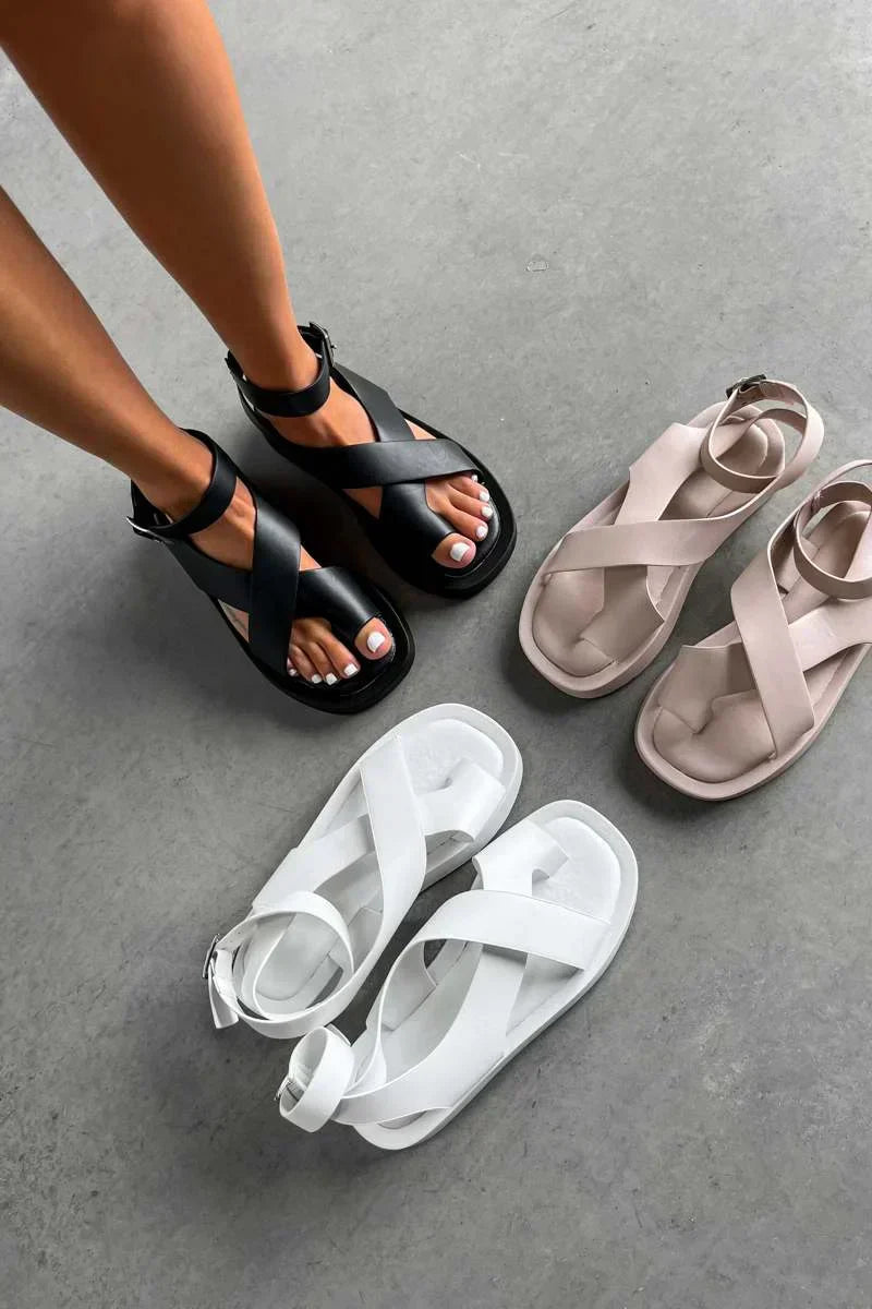 Sandale Gladiator Momount Damă – Piele Coral, Platformă, Curea la Gleznă