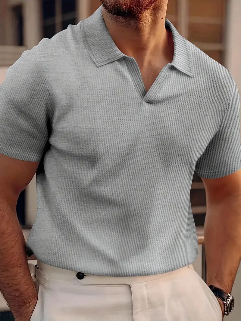 Tricou Polo Momount Bărbați – Tricot Reiat fără Nasturi, Decolteu V