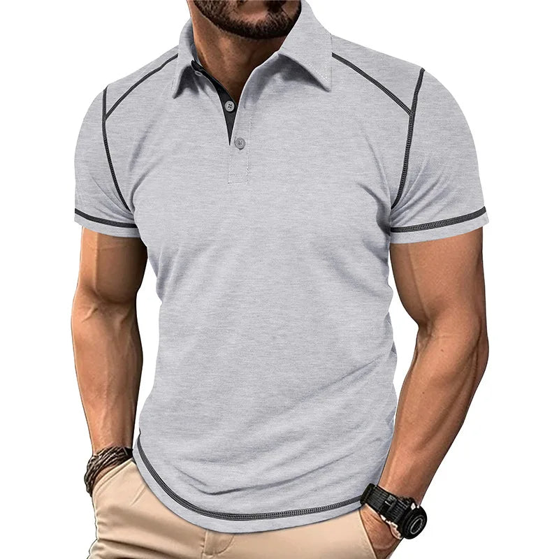Momount Tricou Polo Bărbați – Cusături Contrast Croială Atletică Mânecă Scurtă