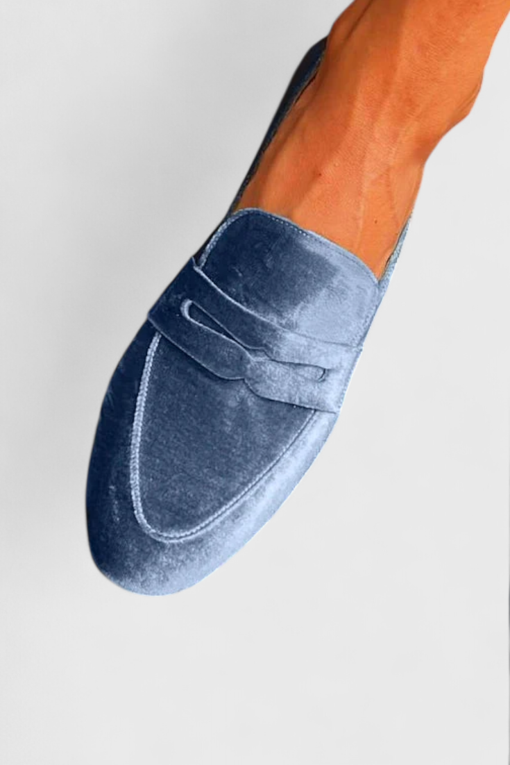 Momount | Mocasini Damă din Catifea – cu Baretă Penny, Slip-On, Vârf Rotund