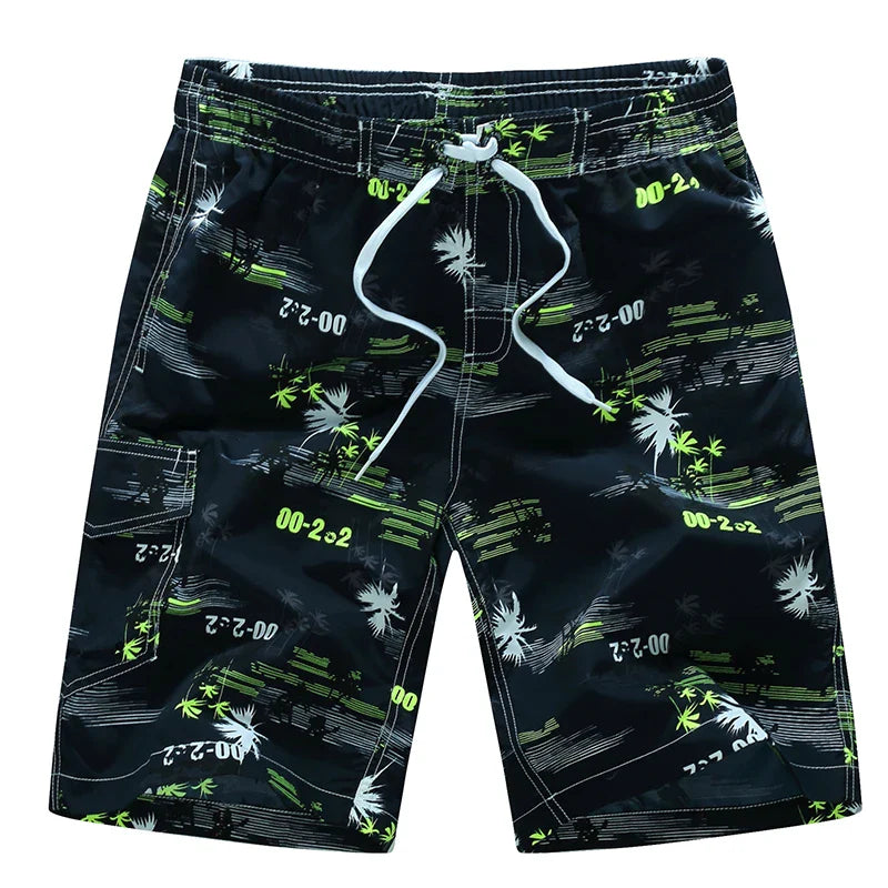 Momount | Pantaloni de Baie Bărbați – Imprimeu Geometric, Cordon, Lungime Genunchi