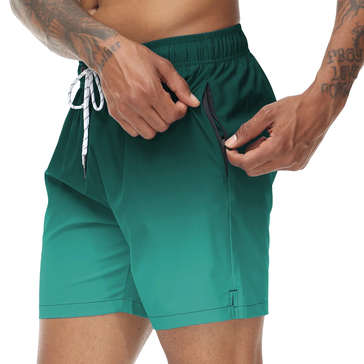 Momount Pantaloni de Baie Bărbați – Gradient cu Șnur, Quick Dry pentru Plajă