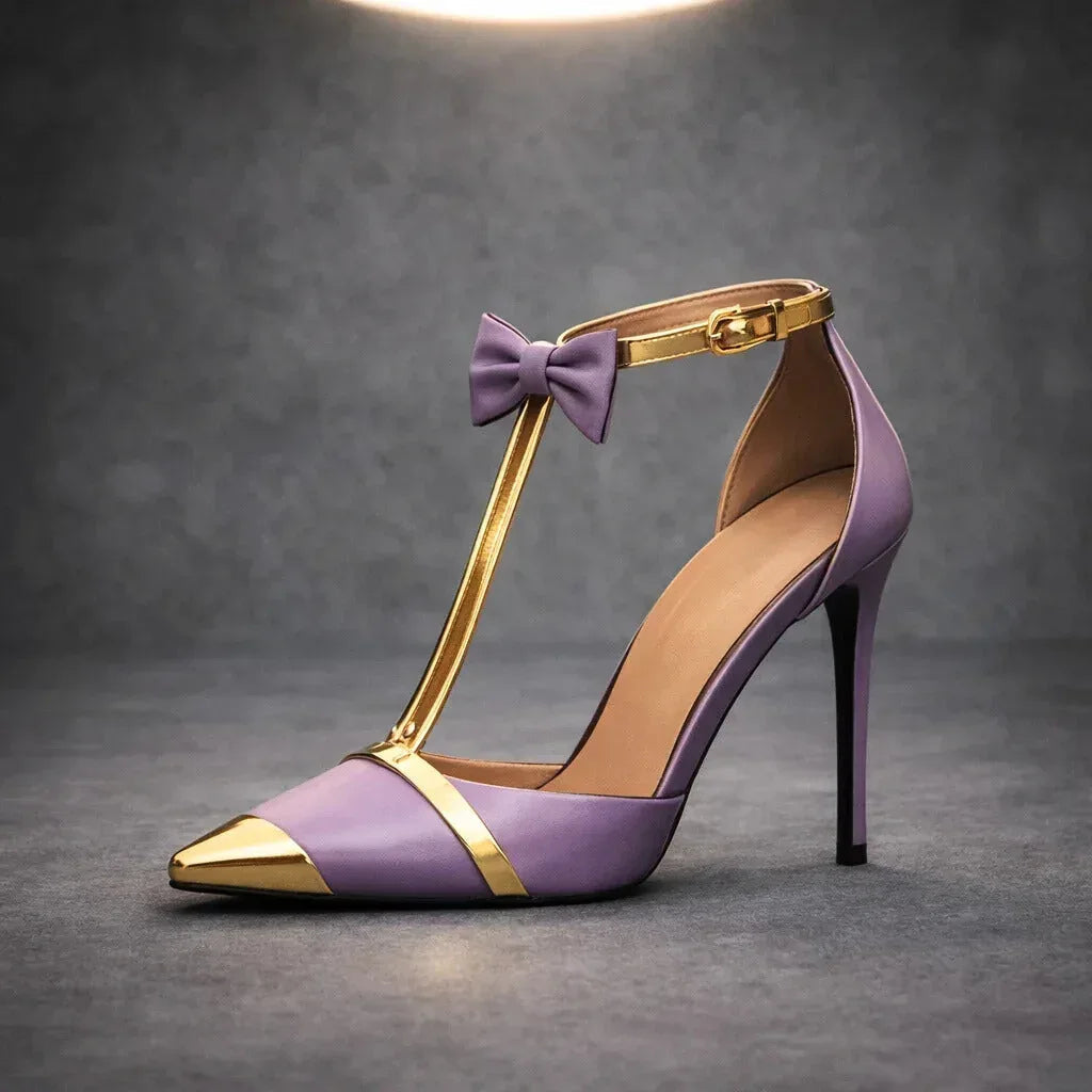 Momount | Pantofi Stiletto Damă – cu Baretă în T, Funda și Vârf Ascuțit