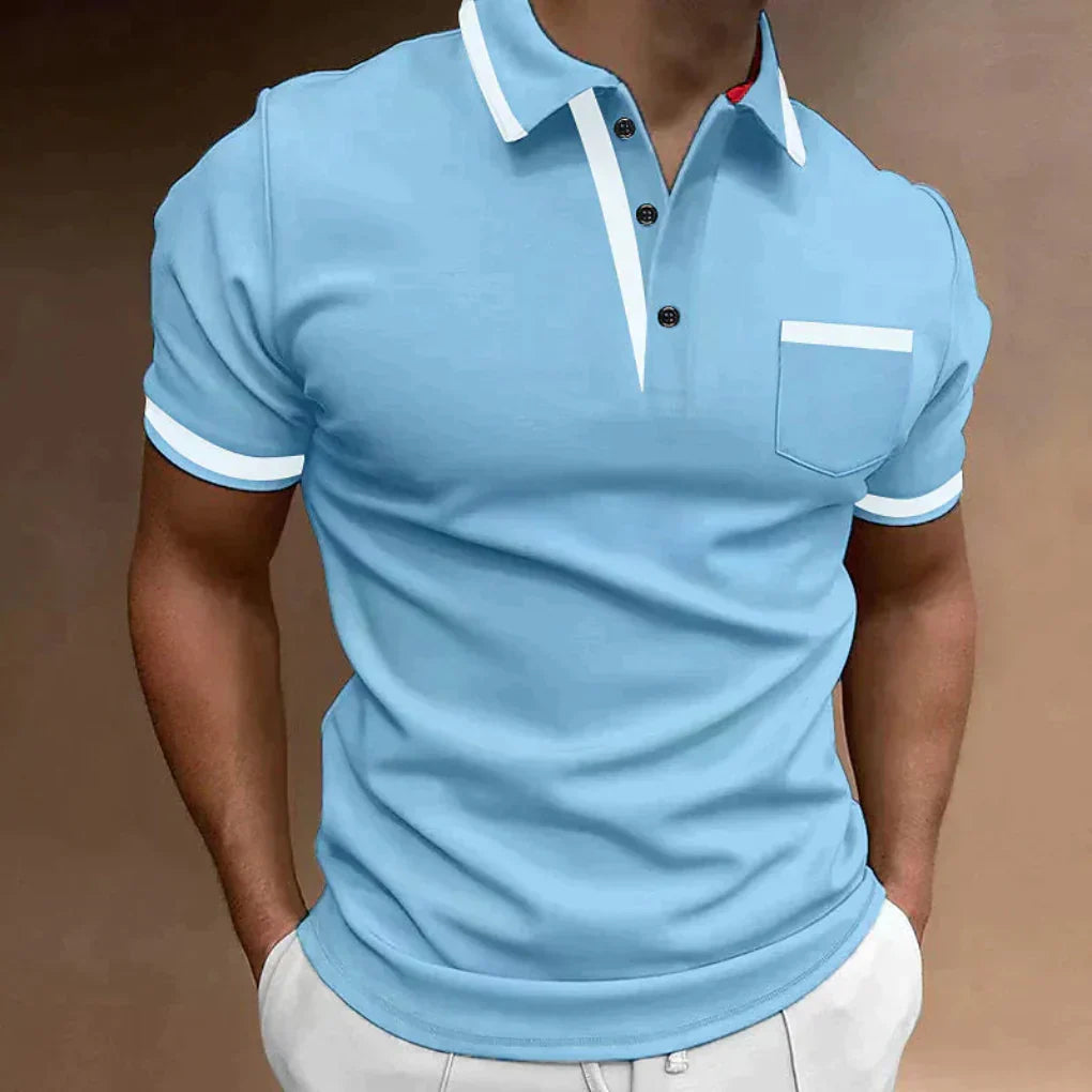Momount | Tricou Polo Bărbați – Bordură Contrastantă, Buzunar Piept, Mâneci Scurte