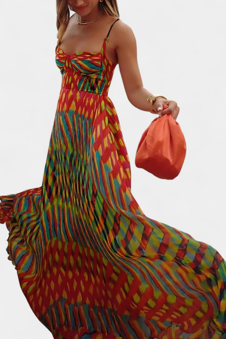 Momount | Rochie Maxi Boho Damă – Vaporoasă de Vară cu Bretele Subțiri