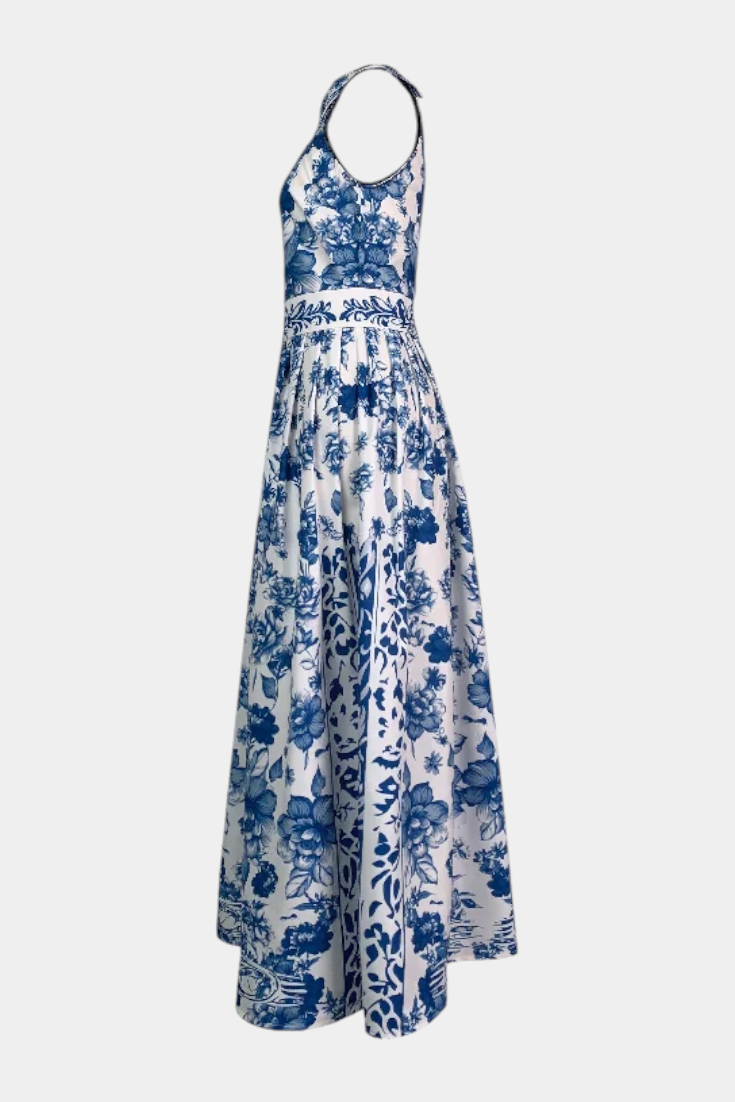 Rochie Maxi Florală Momount Damă – Halter, Fără Mâneci, Eleganta