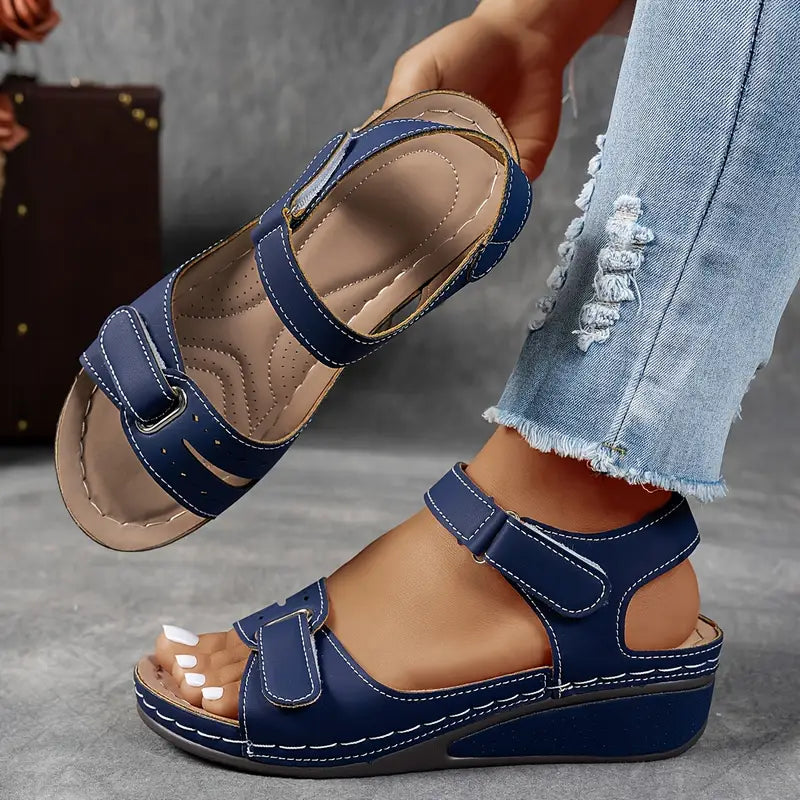 Momount | Sandale Damă cu Platformă, Barete Velcro, Talpă Matlasată, Reglabile