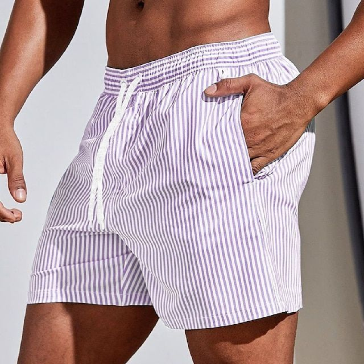 Momount Pantaloni de Baie Bărbați – cu Dungi Șnur Uscare Rapidă Vară Casual