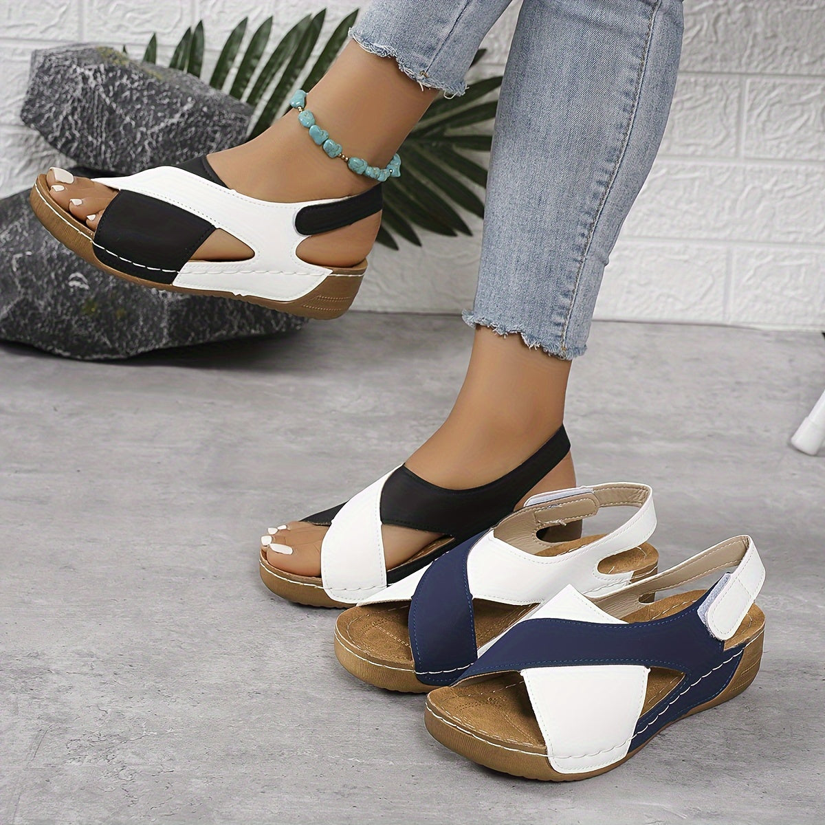 Momount | Sandale Damă Platformă – Două Tonuri cu Matlasare și Slingback
