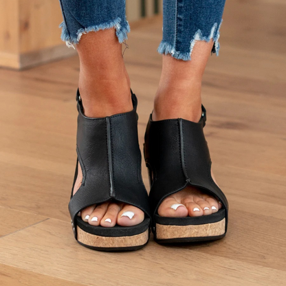 Sandale Wedge Momount Damă cu Platformă Confort din Plută, Vârf Deschis, Slip On