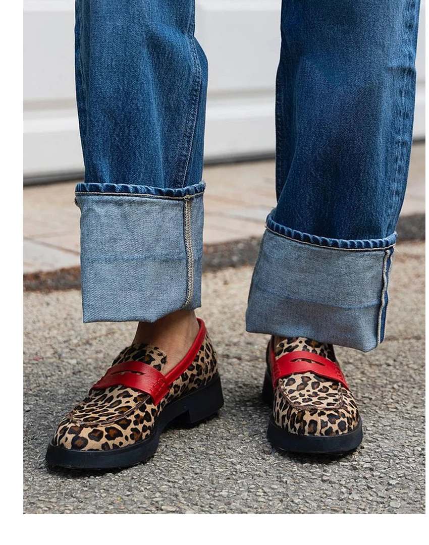 Carmela | Mocasini Penny Platformă din Piele cu Imprimeu Leopard