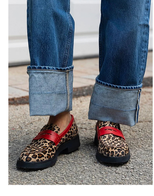 Carmela | Mocasini Penny Platformă din Piele cu Imprimeu Leopard