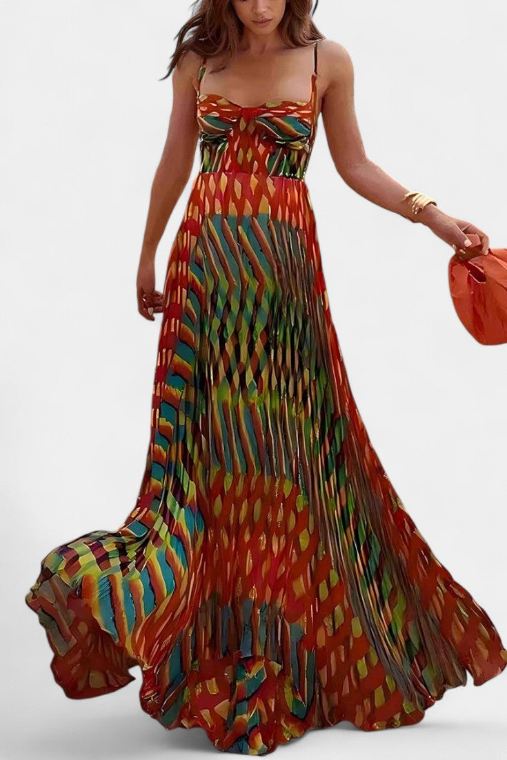 Momount | Rochie Maxi Boho Damă – Vaporoasă de Vară cu Bretele Subțiri