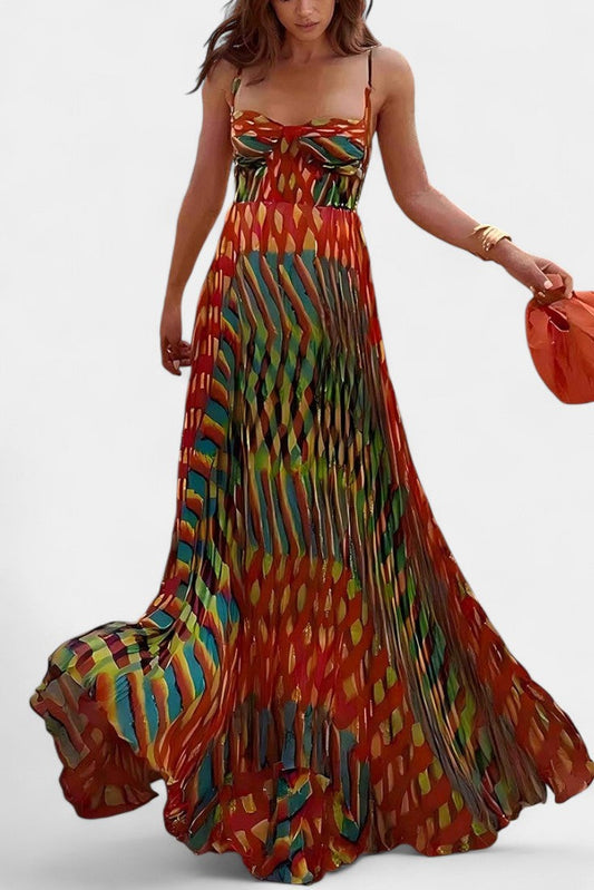 Momount | Rochie Maxi Boho Damă – Vaporoasă de Vară cu Bretele Subțiri