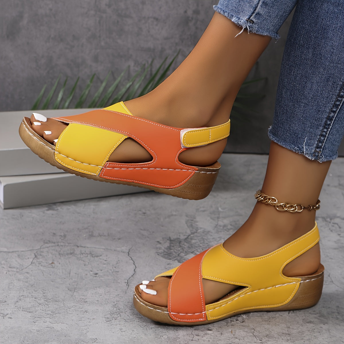Momount | Sandale Damă Platformă – Două Tonuri cu Matlasare și Slingback