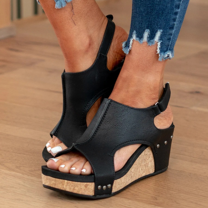 Sandale Wedge Momount Damă cu Platformă Confort din Plută, Vârf Deschis, Slip On