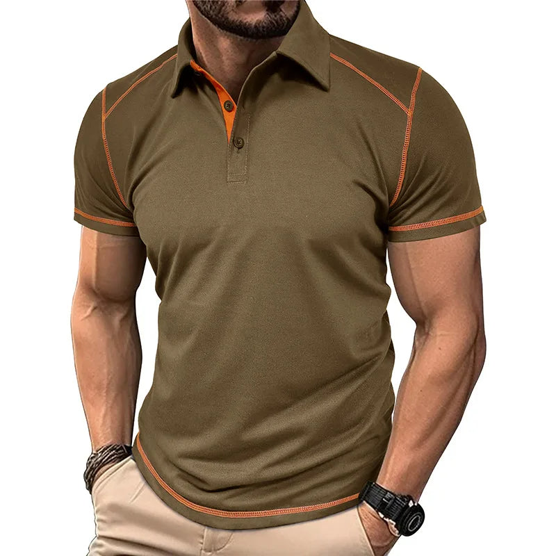 Momount Tricou Polo Bărbați – Cusături Contrast Croială Atletică Mânecă Scurtă