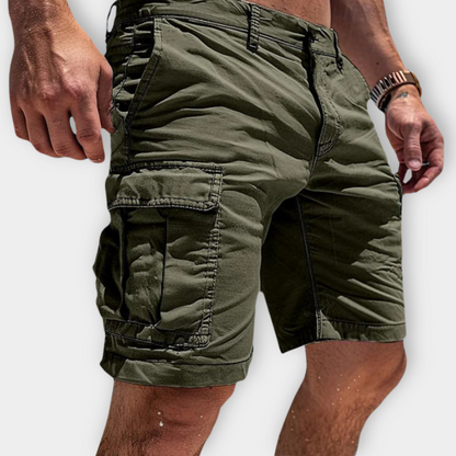Pantaloni Scurți Cargo Momount Bărbați – Croială Slim, Buzunar cu Clapă, Bumbac, Vară