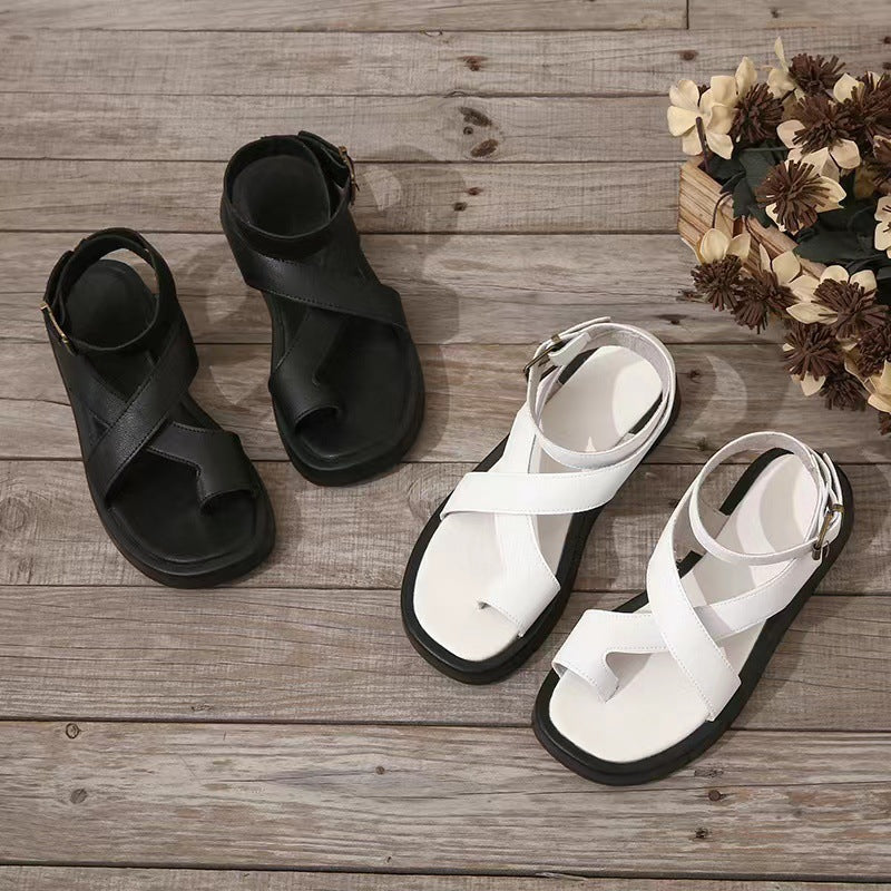 Sandale Gladiator Momount Damă – Piele Coral, Platformă, Curea la Gleznă
