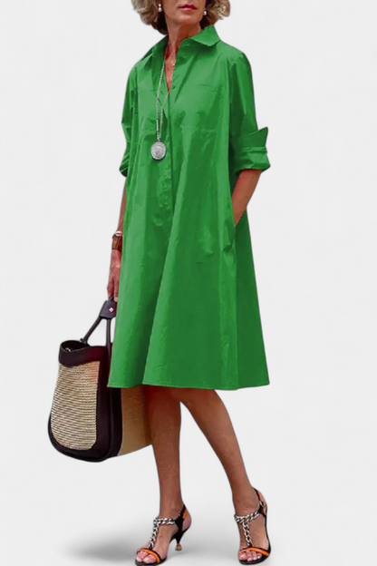 Rochie Midi Cămașă Momount Damă – Croială Lejeră pentru Vară