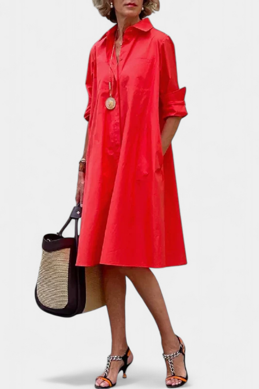 Rochie Midi Cămașă Momount Damă – Croială Lejeră pentru Vară