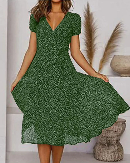 Cassandra | Rochie Midi Wrap Florală – Decolteu V Flatant | Momount Vară