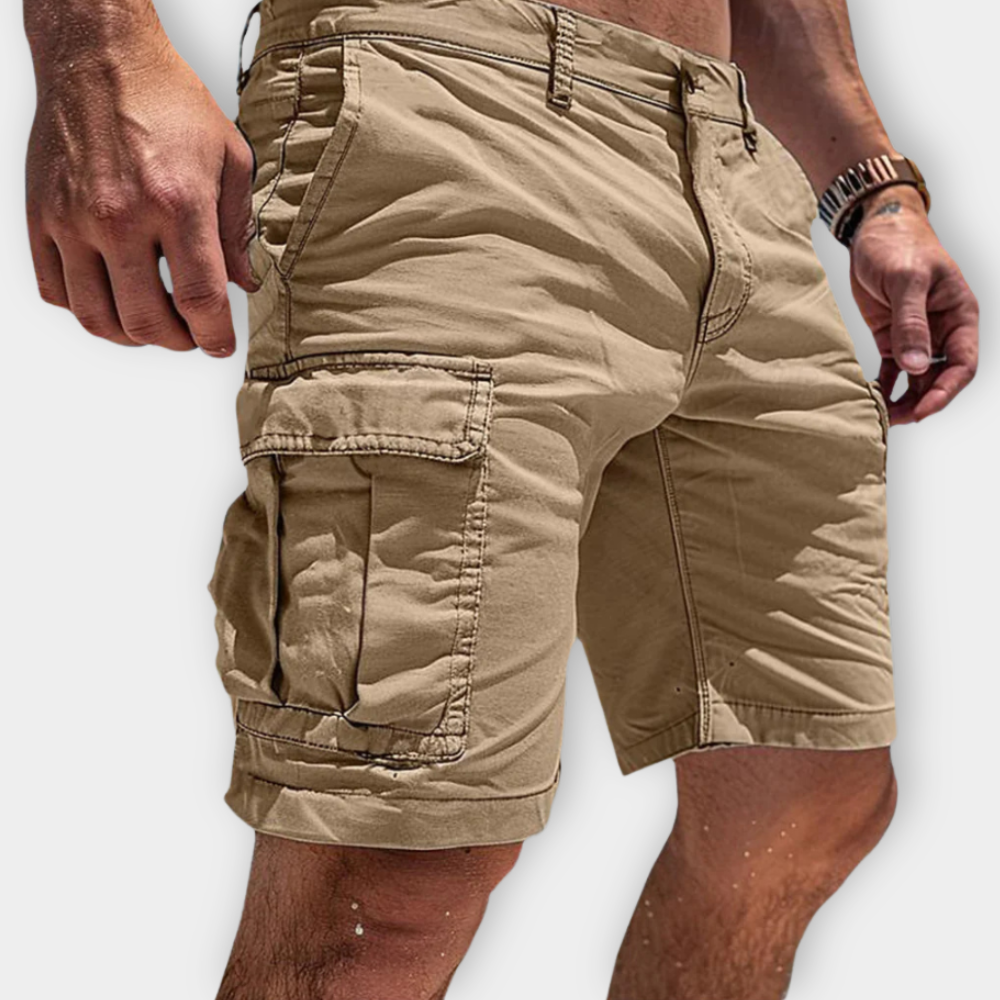 Pantaloni Scurți Cargo Momount Bărbați – Croială Slim, Buzunar cu Clapă, Bumbac, Vară