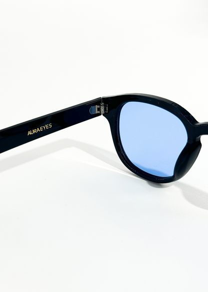 Isadora | Ochelari de Soare Rotunzi Vintage cu Lentile Albastre