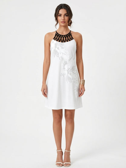 Gabriella Summer Midi Dress | Chic, Casual, Vibrant - White - front