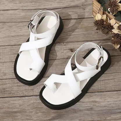 Sandale Gladiator Momount Damă – Piele Coral, Platformă, Curea la Gleznă