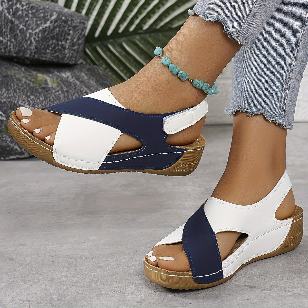 Momount | Sandale Damă Platformă – Două Tonuri cu Matlasare și Slingback