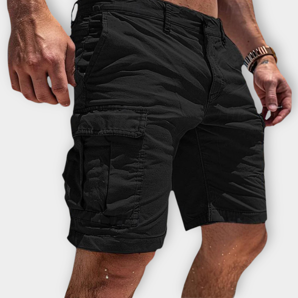 Pantaloni Scurți Cargo Momount Bărbați – Croială Slim, Buzunar cu Clapă, Bumbac, Vară