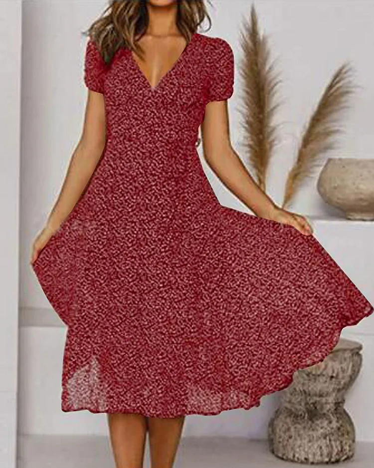 Cassandra | Rochie Midi Wrap Florală – Decolteu V Flatant | Momount Vară