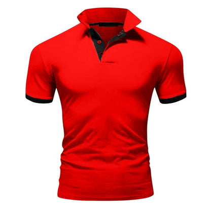 Tricou Polo Momount Bărbați – Guler Stand cu Tiv Contrast, Croială Slim