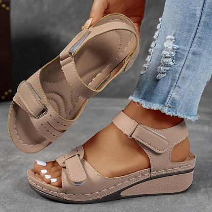 Momount | Sandale Damă cu Platformă, Barete Velcro, Talpă Matlasată, Reglabile