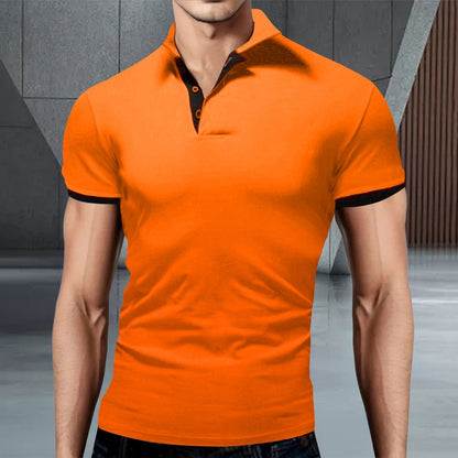 Tricou Polo Momount Bărbați – Guler Stand cu Tiv Contrast, Croială Slim
