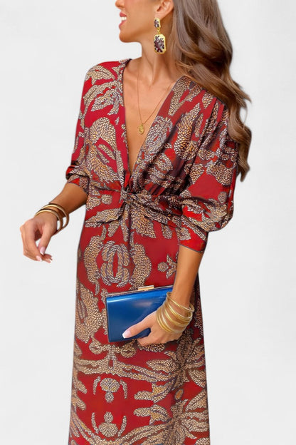 Rochie Midi Bodycon Momount Damă – Mânecă Lungă, Răsucită, Eleganta