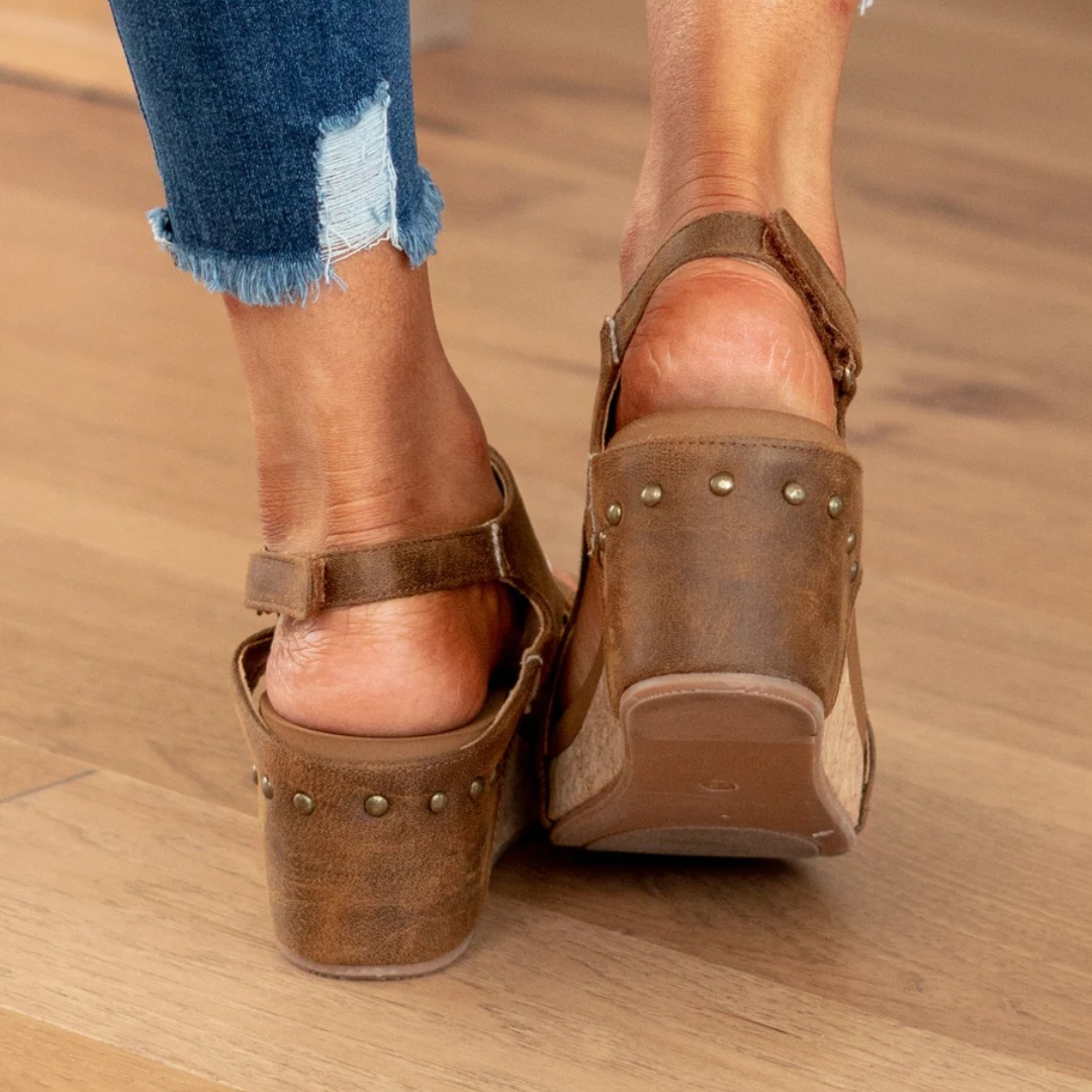 Sandale Wedge Momount Damă cu Platformă Confort din Plută, Vârf Deschis, Slip On