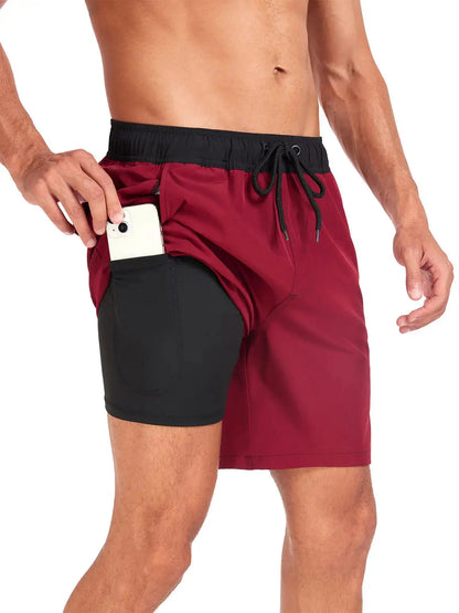 Momount Pantaloni de Baie Bărbați – Cu Șnur, Quick Dry, Talie Elastică pentru Vară