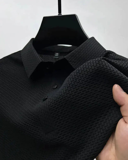 Momount Tricou Polo Tricot Wafel Bărbați – Texturat, Mânecă Scurtă, Casual