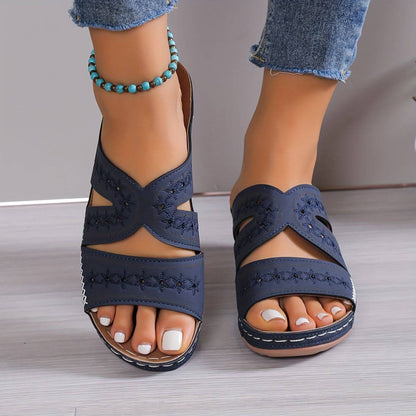 Momount | Sandale din Piele Seraphina Damă | Platformă Perforată | Confortabile Vârf Deschis pentru Vară