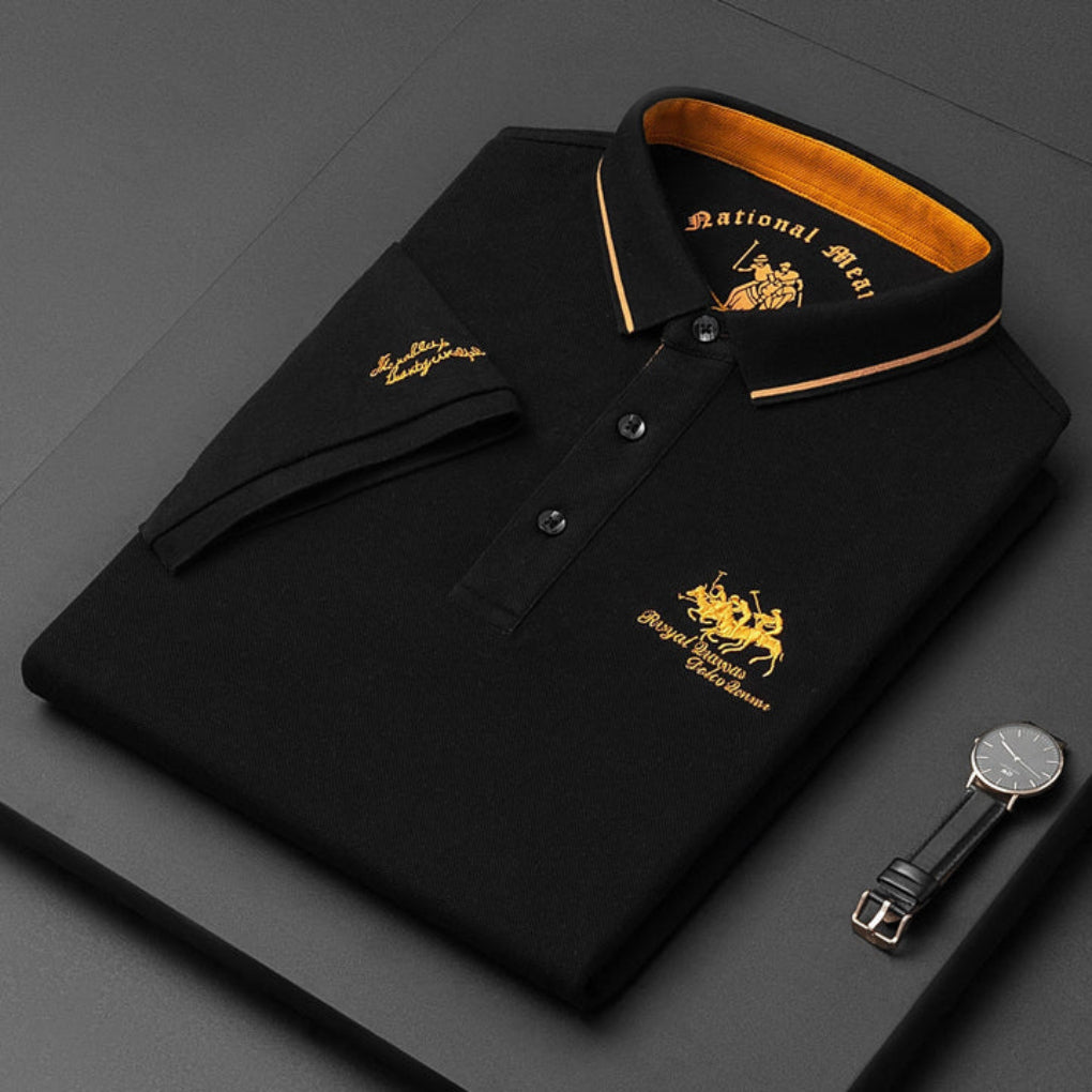 Momount | Tricou Polo cu Mâneci Lungi Bărbați – Logo Brodat, Premium Clasic