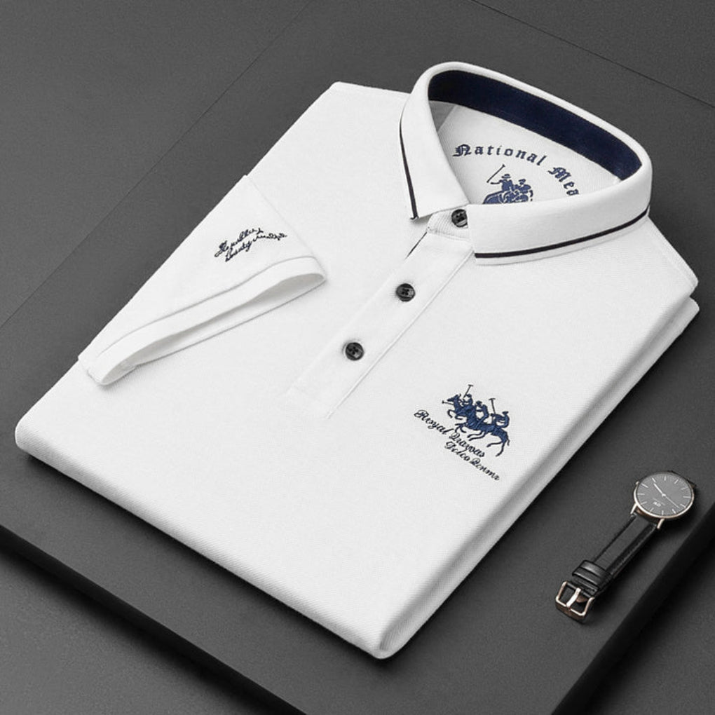 Momount | Tricou Polo cu Mâneci Lungi Bărbați – Logo Brodat, Premium Clasic