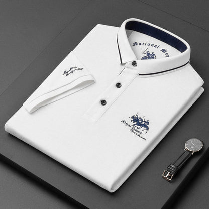 Momount | Tricou Polo cu Mâneci Lungi Bărbați – Logo Brodat, Premium Clasic