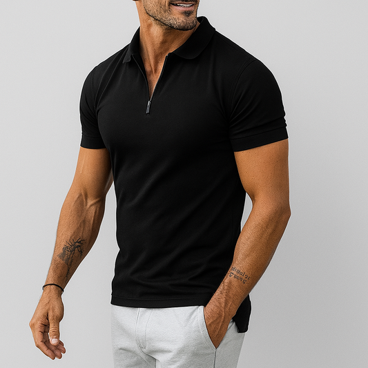 Momount Tricou Polo cu Fermoar Bărbați – Slim Fit, Mânecă Scurtă, Smart Casual