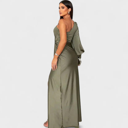 Rochie de Petrecere Momount Damă – Maxi cu Un Umăr și Despicătură Înaltă