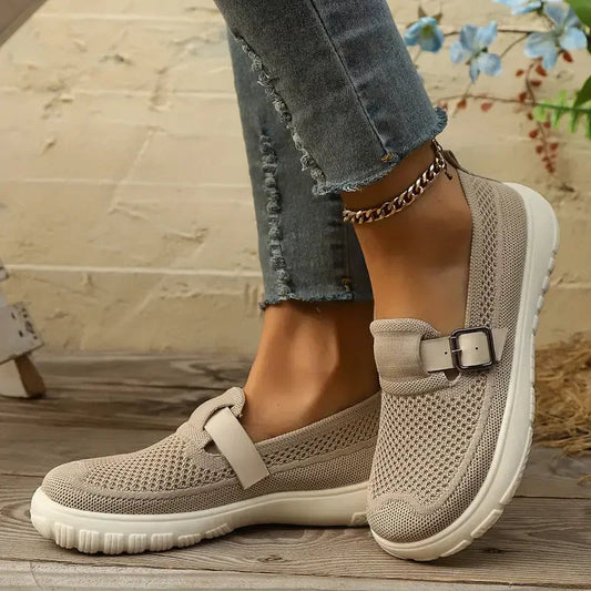 Pantofi sport damă tip Mary Jane cu plasă și talpă groasă flexibilă