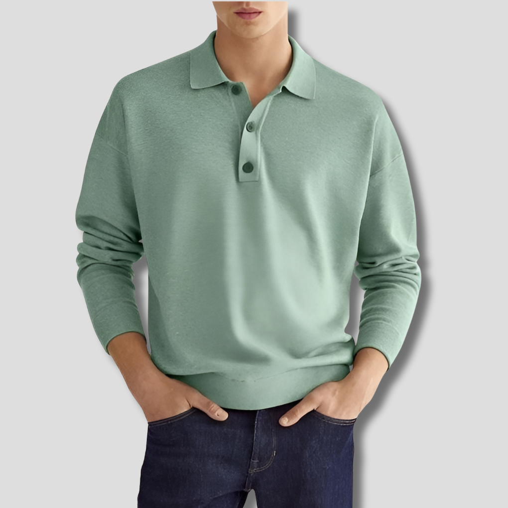 Tricou Polo Tricotat Momount Bărbați – Mânecă Lungă, Guler Clasic, Zilnic