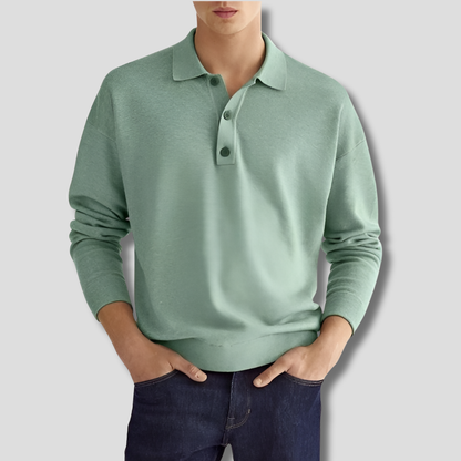 Tricou Polo Tricotat Momount Bărbați – Mânecă Lungă, Guler Clasic, Zilnic