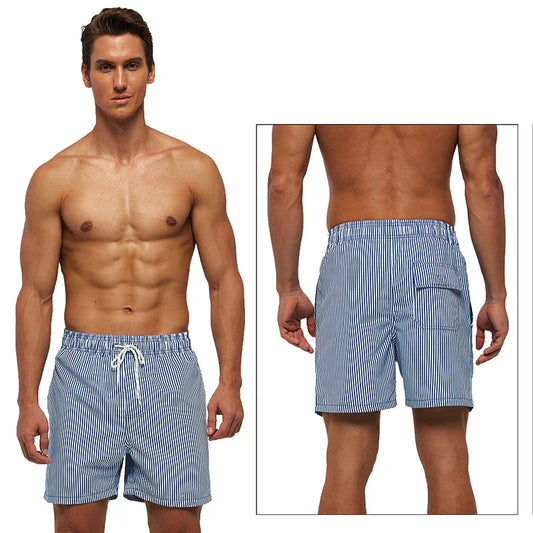 Pantaloni de Baie Momount Bărbați – Dungi, Cordon, Uscare Rapidă, Plajă de Vară